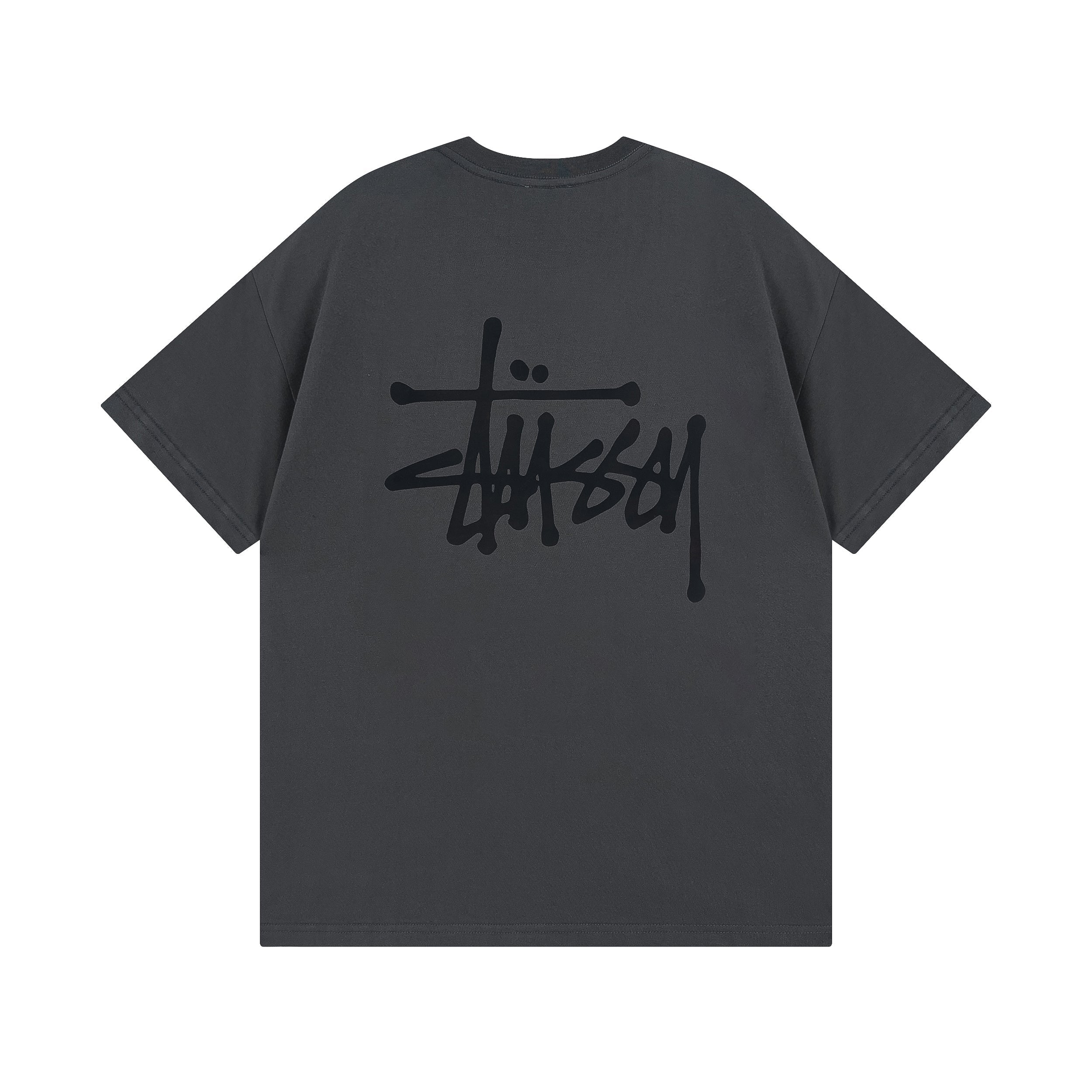Stüssy classic logo Tee - Charocal\White