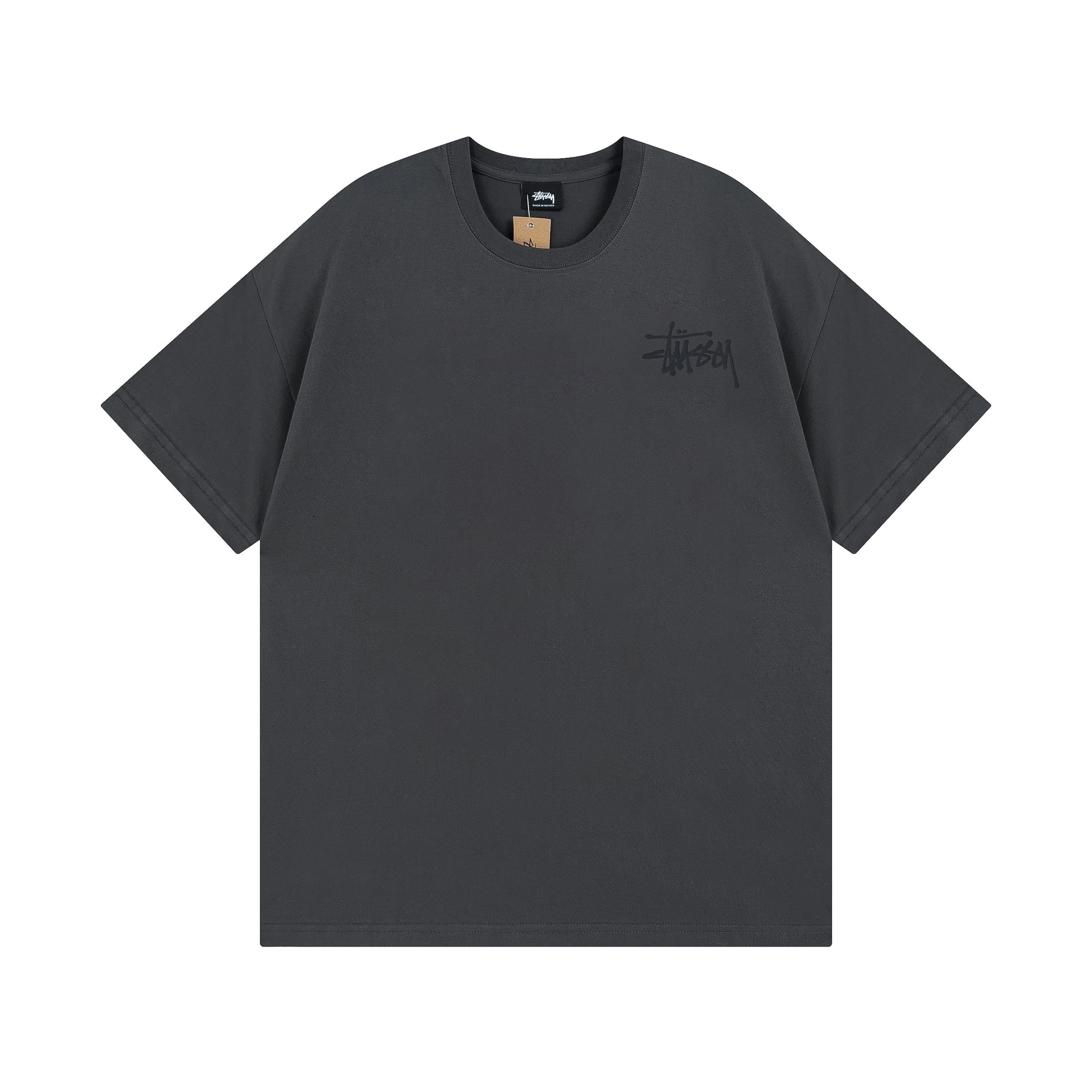 Stüssy classic logo Tee - Charocal\White