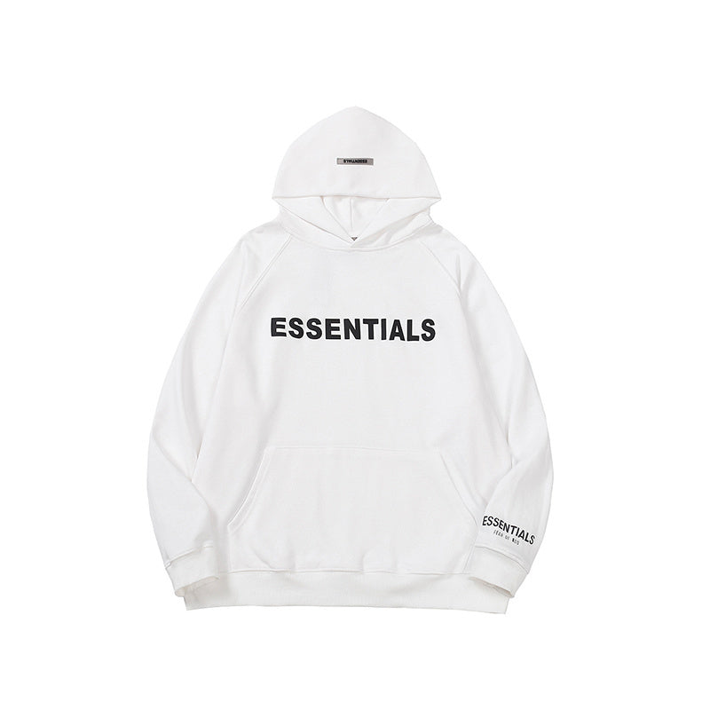 לבן - Essentials big logo Hoodie