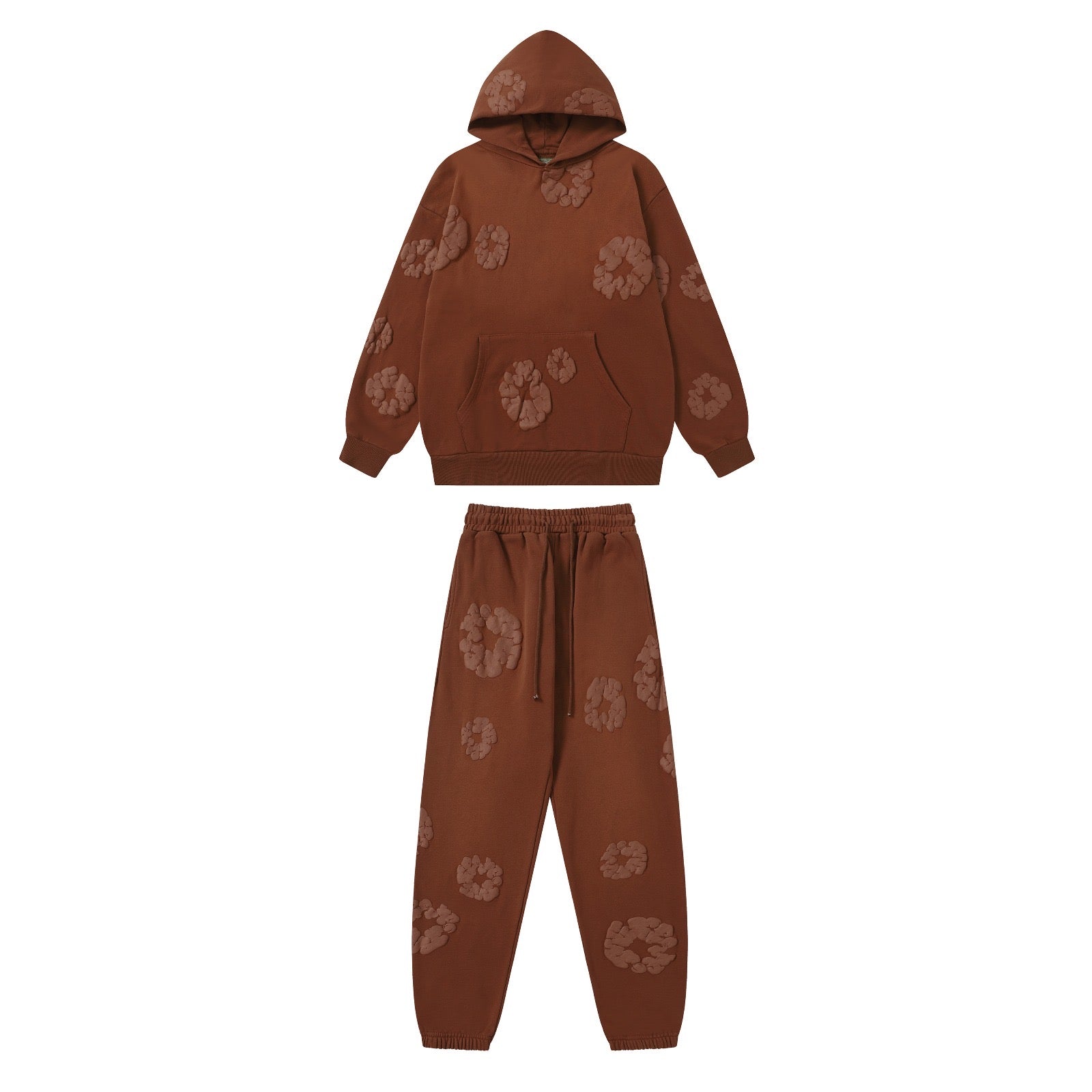 Denim trs faded Tracksuit - חום