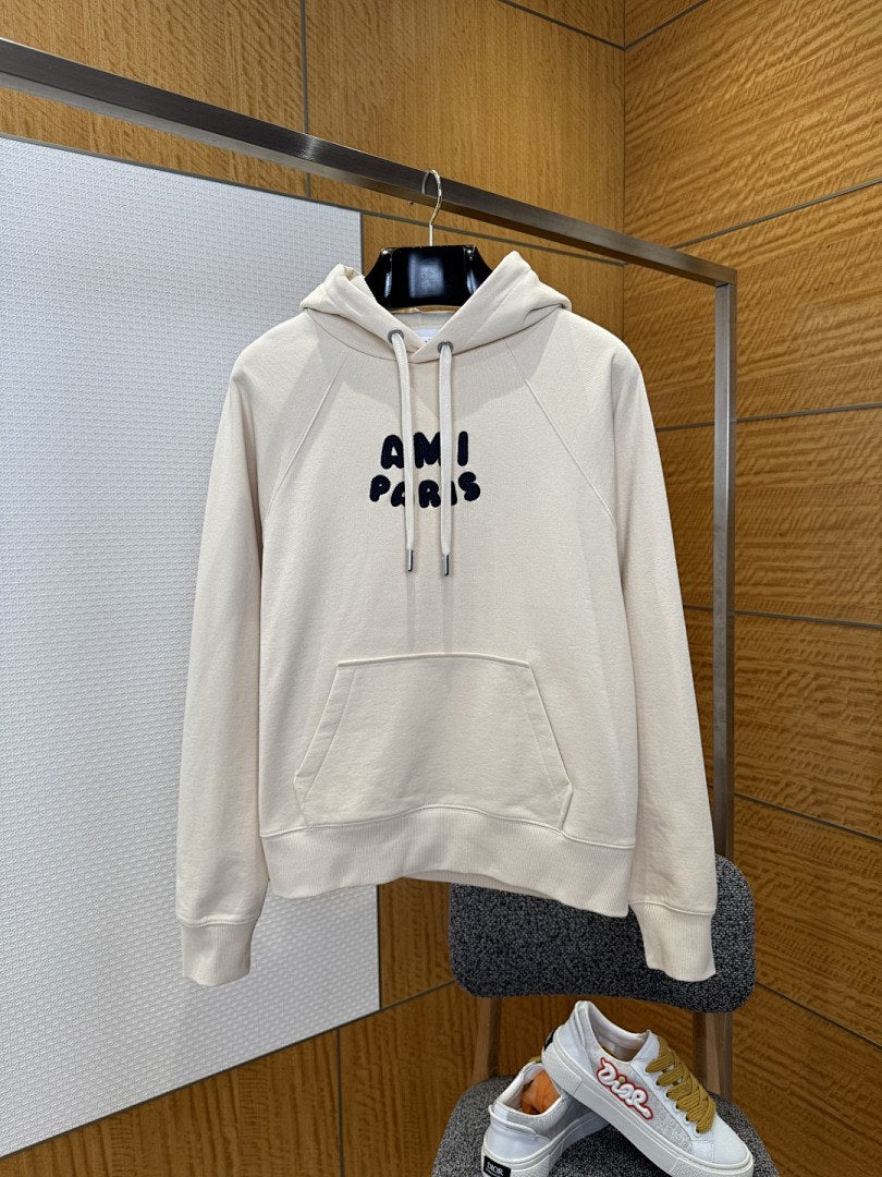 Ami Paris Flock Logo Hoodie