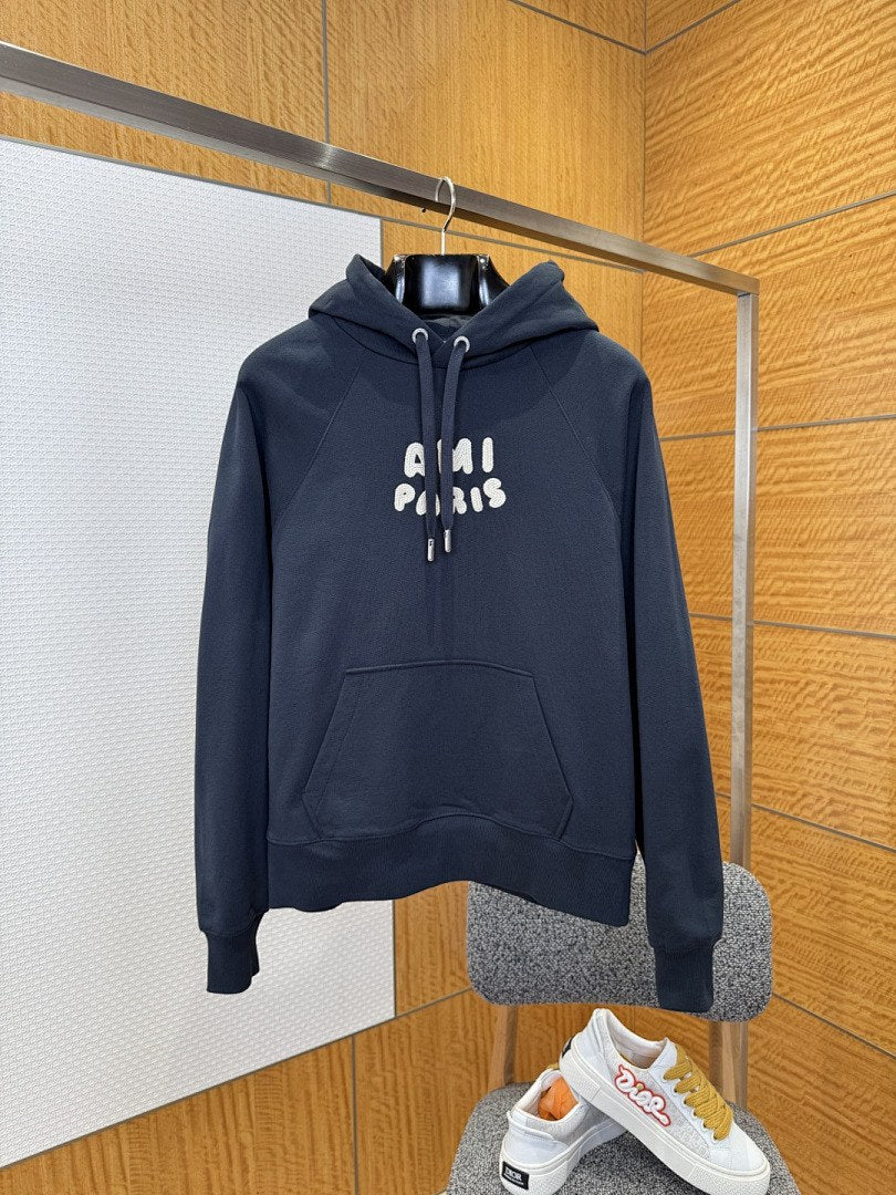 Ami Paris Flock Logo Hoodie