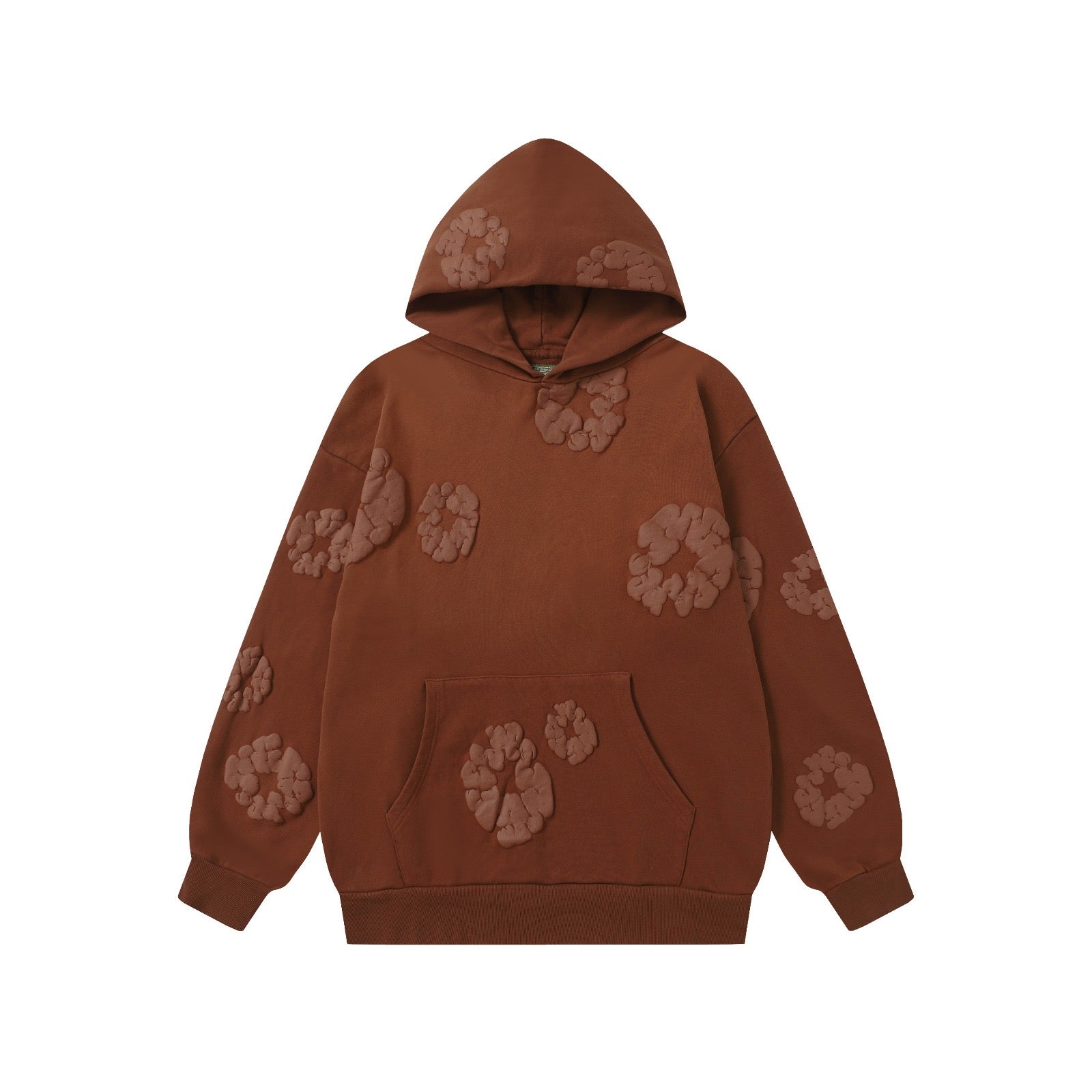 Denim trs faded hoodie - חום