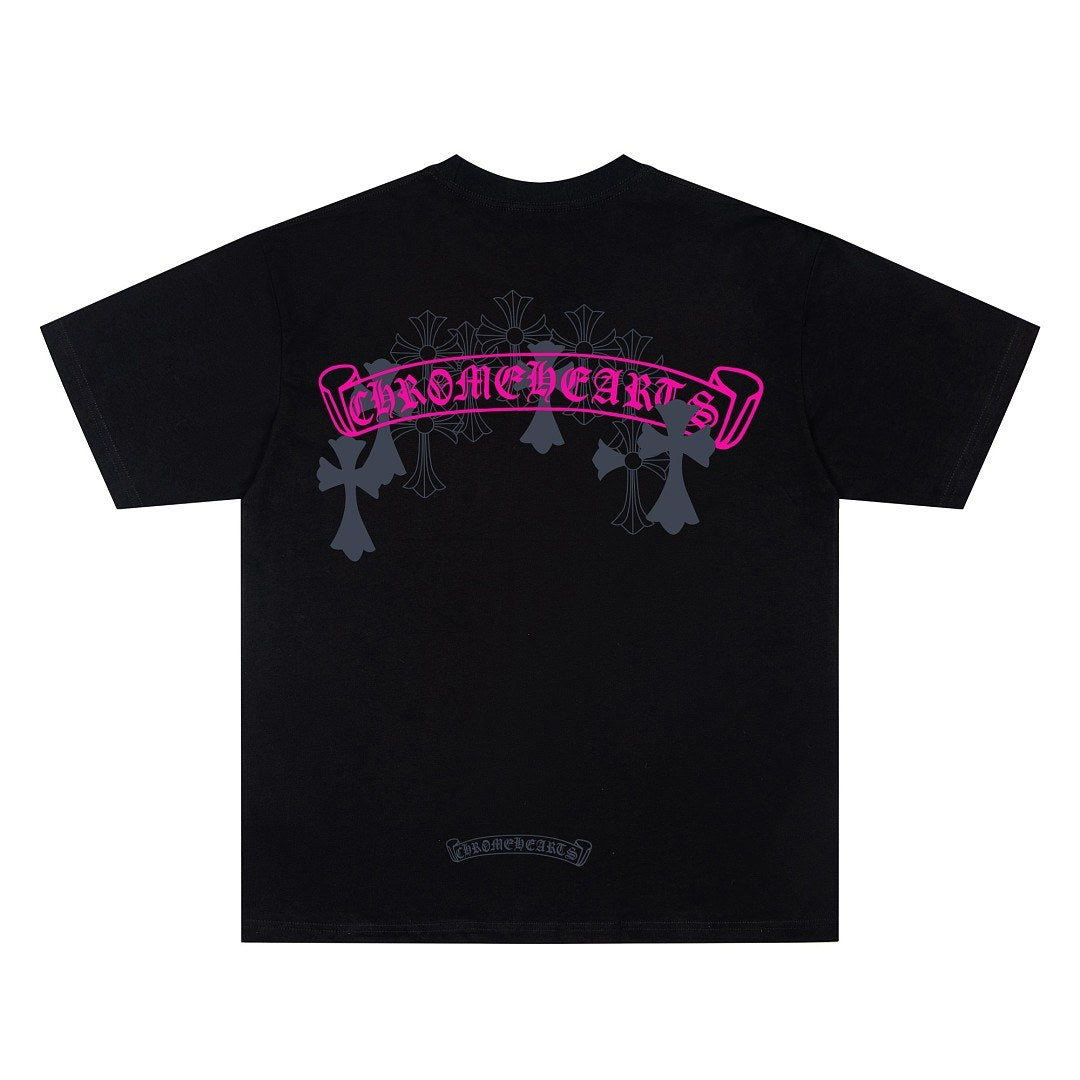 Chrome Hearts Pink Script Cross Tee