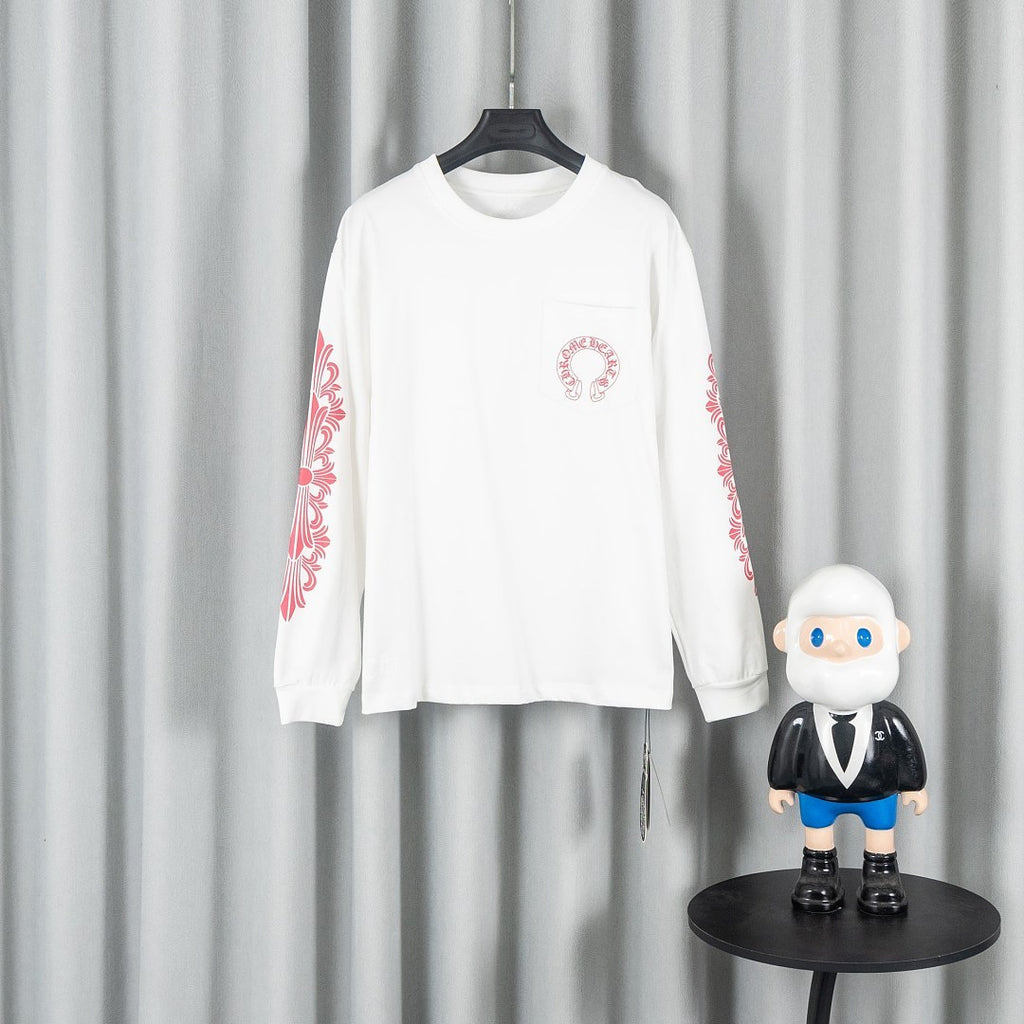 Chrome Hearts Red Horseshoe Long Sleeve Tee