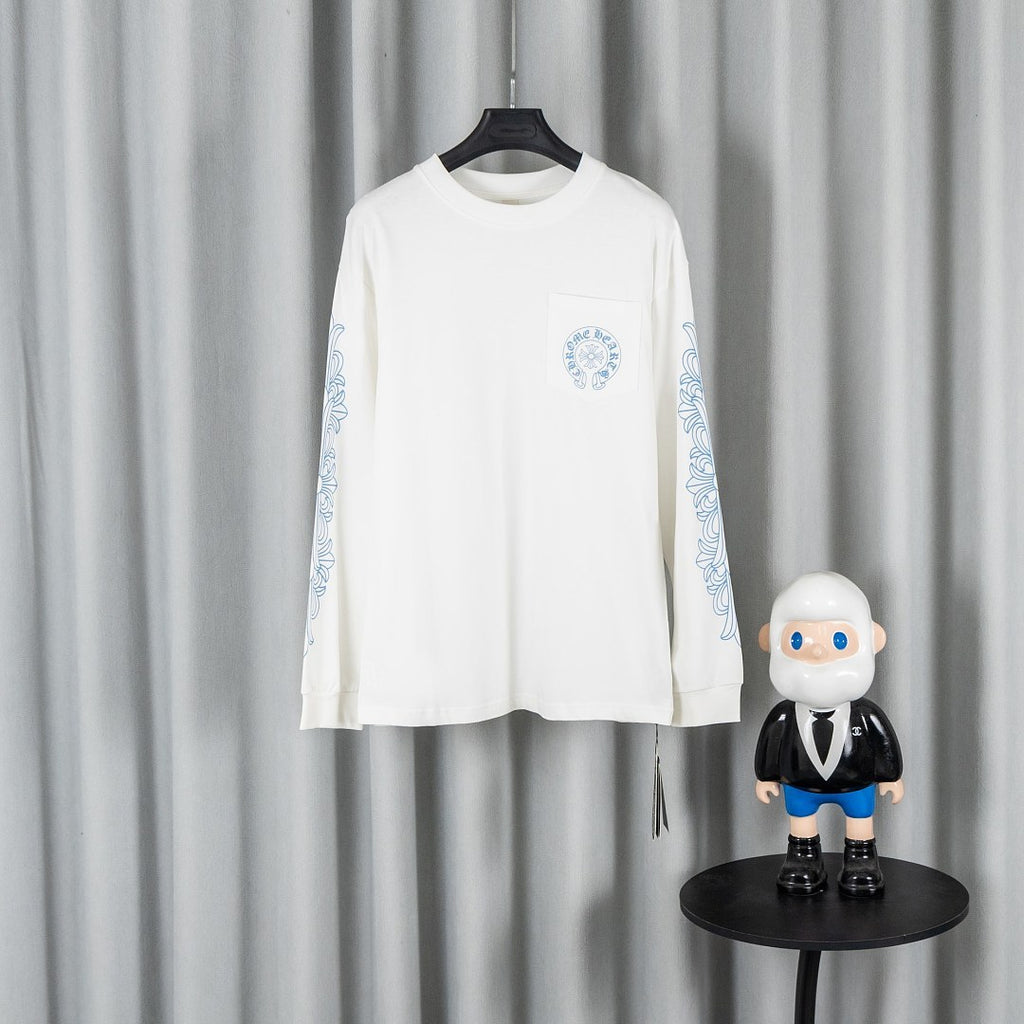 Chrome Hearts Blue Horseshoe Long Sleeve Tee