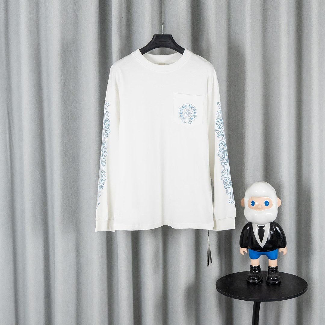 Chrome Hearts Blue Horseshoe Long Sleeve Tee