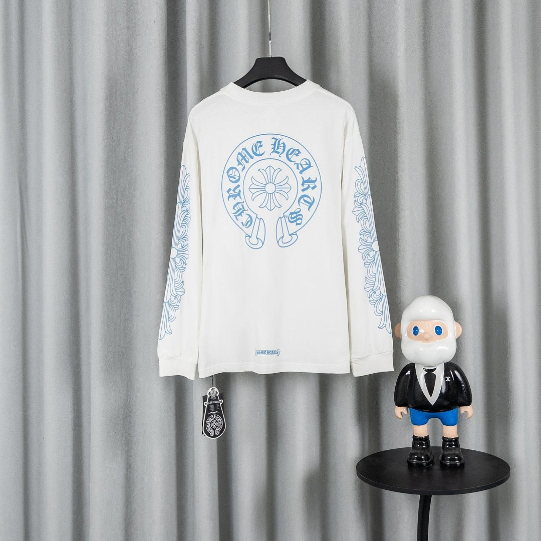 Chrome Hearts Blue Horseshoe Long Sleeve Tee