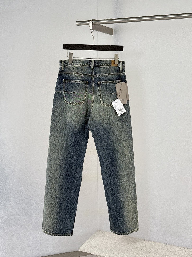 Dior Knee Patch Wide Leg Jeans