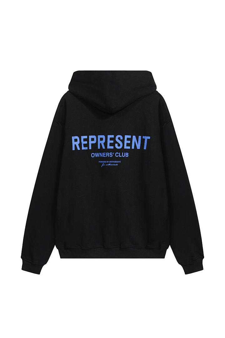 Represent Hoodie AB010 Black Blue Logo - front