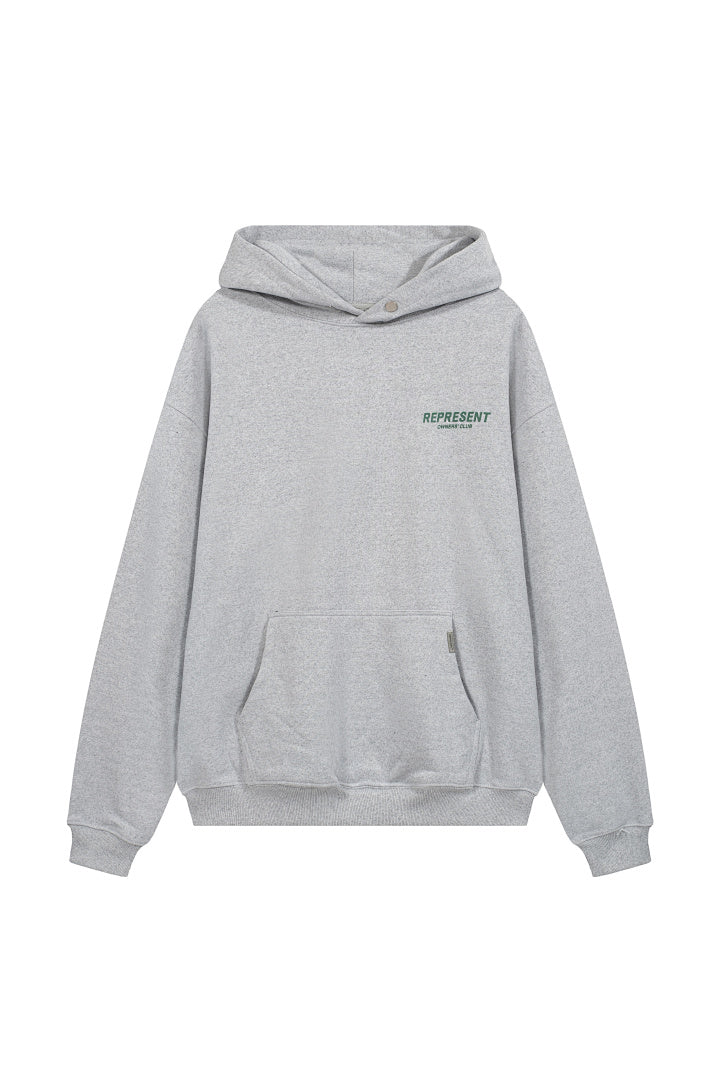 Represent Hoodie AB010 Light Grey Green Logo - back