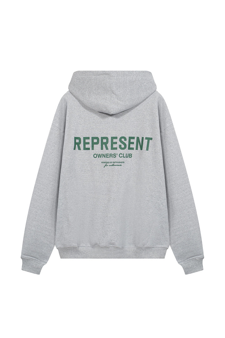 Represent Hoodie AB010 Light Grey Green Logo - front