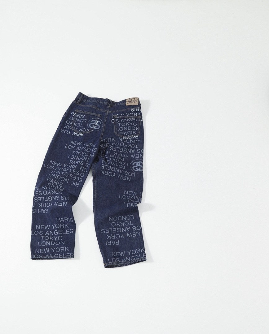 Stussy Logo Print Denim Jeans