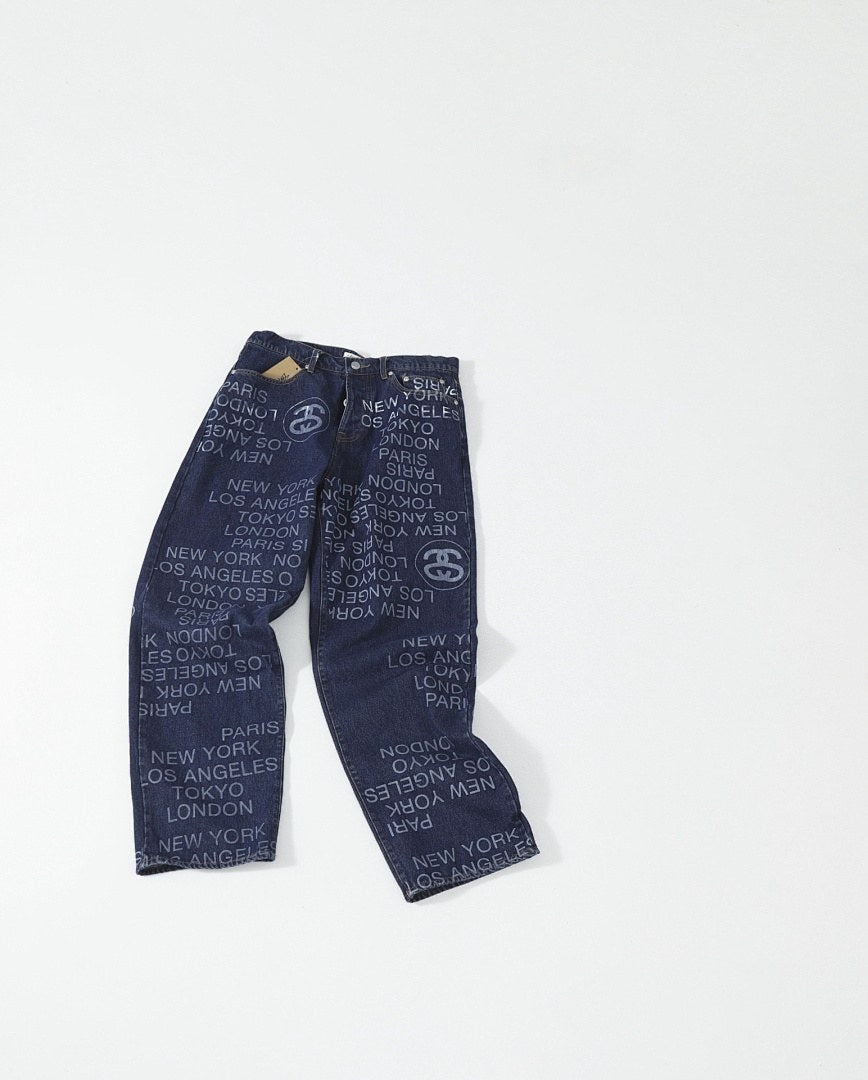 Stussy Logo Print Denim Jeans