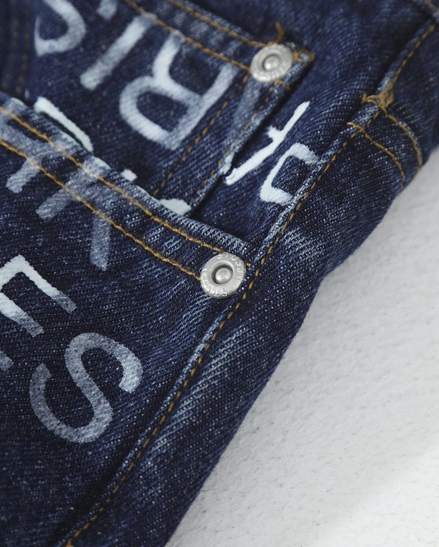 Stussy Logo Print Denim Jeans